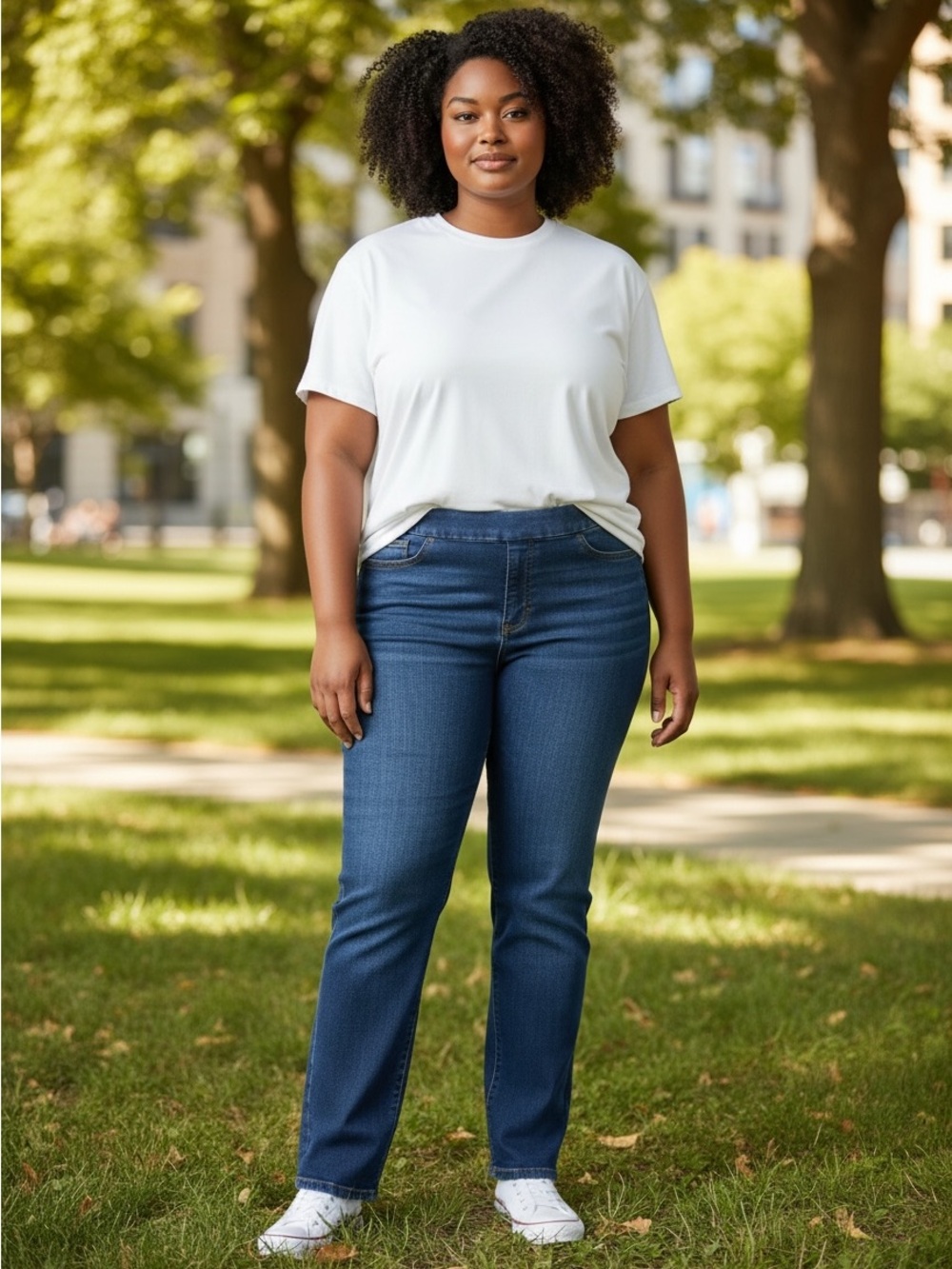 Kim Rogers Straight Leg Jeans in Dark Blue Wash